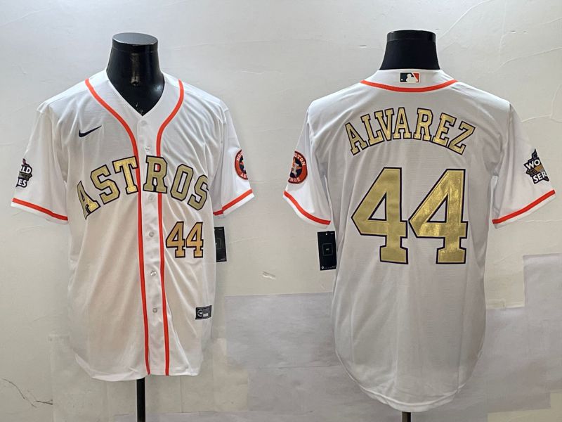 Men Houston Astros #44 Alvarez White Gold Game 2025 Nike MLB Jersey style 4->houston astros->MLB Jersey